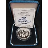 QUEEN MOTHER 90TH BIRTHDAY SILVER PROOF CROWN