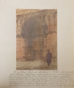 PAUL BRADON - WATERCOLOUR - HAUNTS OF CHARLES DICKENS , THE WEST DOOR ROCHESTER CATHEDRAL