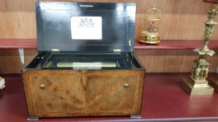 LARGE VICTORIAN MUSICAL BOX. L24"XH12"XD12"