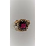 VICTORIAN 15 CARAT GOLD AMETHYST AND SEED PEARL RING