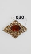 VICTORIAN 9 CARAT GOLD BROOCH WITH TOPAZ STONE CIRCA 14-15 GRAMS
