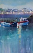 DENNIS ORME SHAW - WATERCOLOUR - AT THE HARBOUR