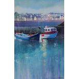 DENNIS ORME SHAW - WATERCOLOUR - AT THE HARBOUR