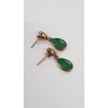 PAIR OF GOLD & JADE EARRINGS