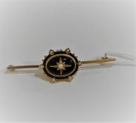 VICTORIAN GOLD ENAMEL AND SEED PEARL BROOCH