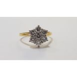 TREMENDOUS 18 CARAT GOLD 1 CARAT DIAMOND CLUSTER RING - COLOUR F/G, CLARITY SI/1