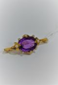 VICTORIAN 14 CARAT GOLD AMETHYST AND PEARL BROOCH