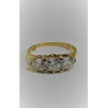 18 CARAT GOLD 3 STONE DIAMOND RING - VICTORIAN ROSE CUT DIAMONDS COLOUR I/J VSZ CIRCA 1.85 CARAT