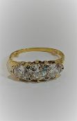 18 CARAT GOLD 3 STONE DIAMOND RING - VICTORIAN ROSE CUT DIAMONDS COLOUR I/J VSZ CIRCA 1.85 CARAT