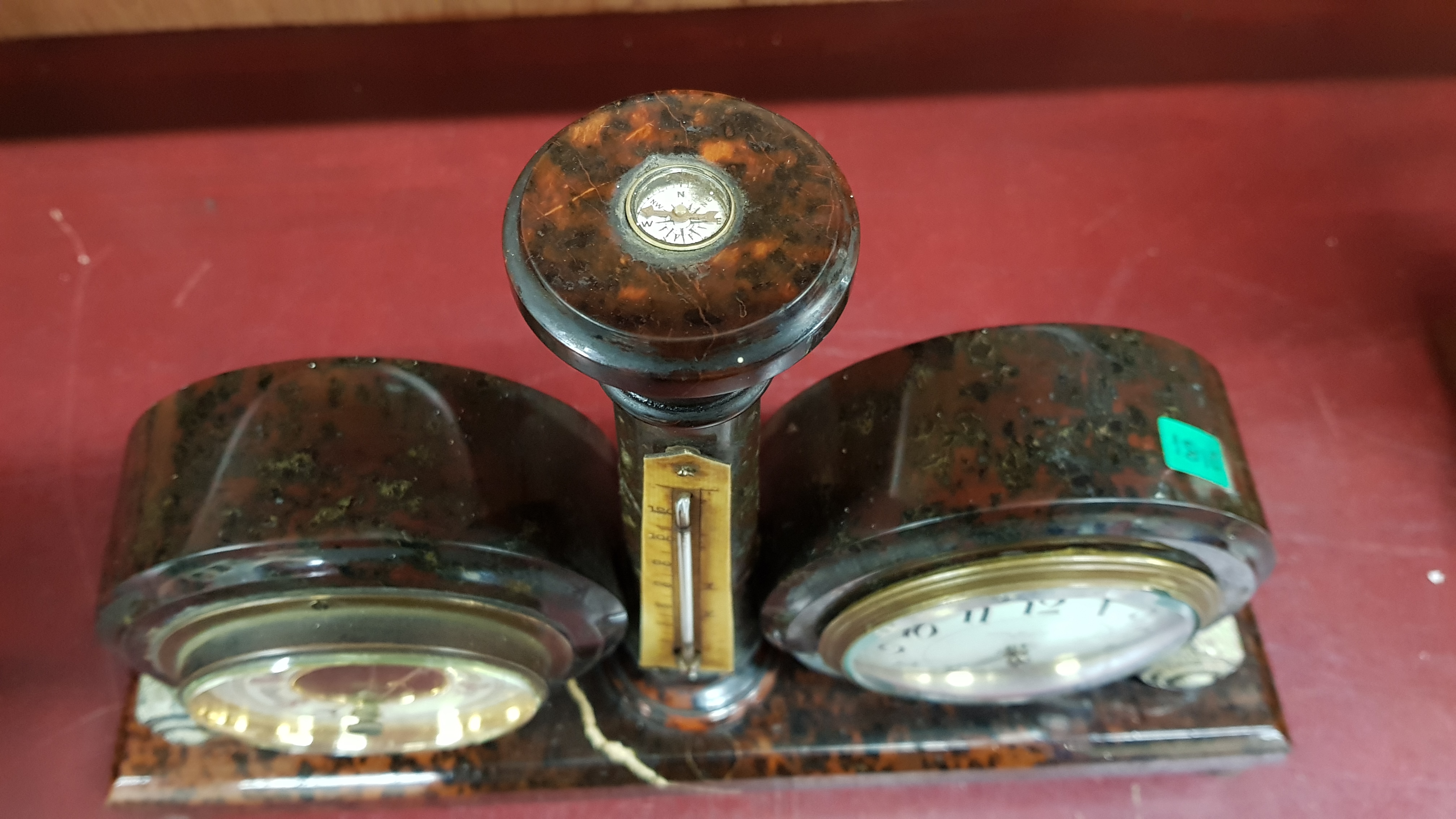 A MARBLE CLOCK BAROMETER & LIGHTHOUSE COMPASS CLOCK - Image 10 of 12