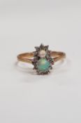 9 CARAT GOLD OPAL & DIAMOND RING