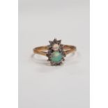 9 CARAT GOLD OPAL & DIAMOND RING