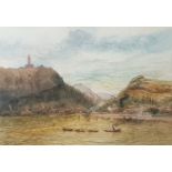 LINZ - WATERCOLOUR - ON THE DANUBE 1897 14'X10'