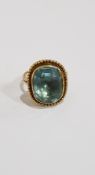 ANTIQUE 9 CARAT GOLD FOYLE BACK AQUA MARINE STYLE RING CIRCA 4.9 GRAMS