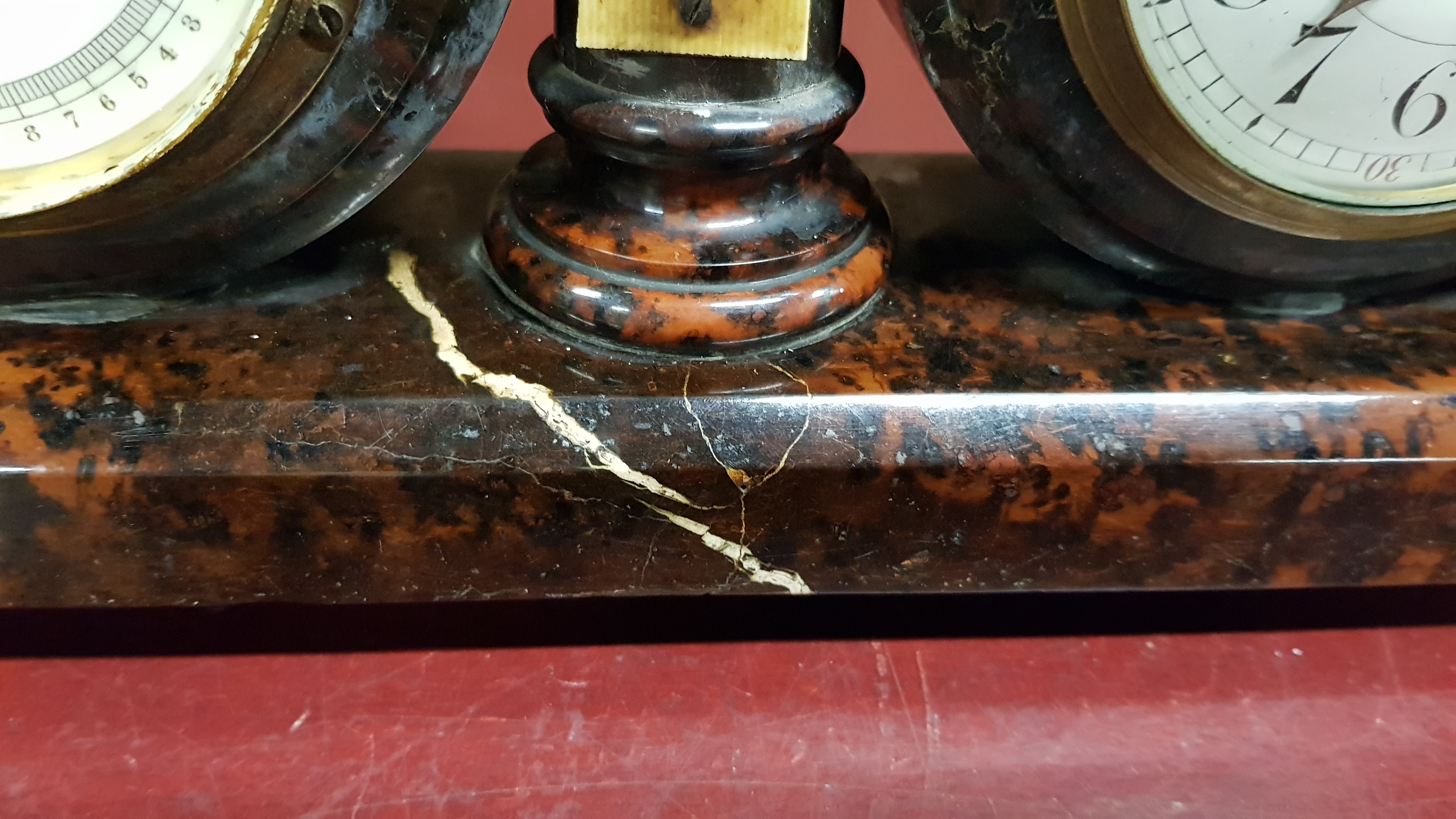 A MARBLE CLOCK BAROMETER & LIGHTHOUSE COMPASS CLOCK - Image 6 of 12