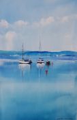 DENNIS ORME SHAW - WATERCOLOUR - SAILING BOATS 21''X14''