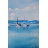 DENNIS ORME SHAW - WATERCOLOUR - SAILING BOATS 21''X14''