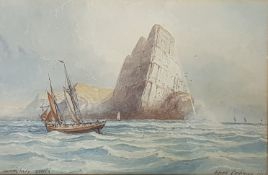 ALFRED PARKMAN 1906 - WATERCOLOUR - WORMSHEAD, GOWER - 13.5'X8'