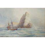 ALFRED PARKMAN 1906 - WATERCOLOUR - WORMSHEAD, GOWER - 13.5'X8'