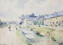 JAMES TEDFORD - WATERCOLOUR - VILLAGE SCENE 10.5'X8'