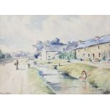 JAMES TEDFORD - WATERCOLOUR - VILLAGE SCENE 10.5'X8'