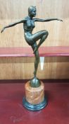 ART DECO BRONZE FIGURE ON MARBLE BASE SIGNED J. PHILIPP. H21"