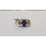 18 CARAT GOLD TANZANITE & DIAMOND RING WITH THIRD CARAT OF DIAMONDS