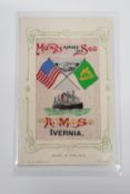 POSTCARD IN SILK R.M.S IVERNIA & 1 OTHER