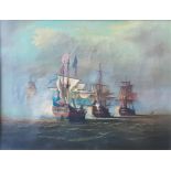 ANTIQUE OIL ON CANVAS - MARITIME SCENE - UNSIGNED 18''X14''