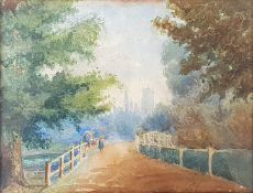 C LOVELL WRIGHT - WATERCOLOUR - GRENDON BRIDGE , NORTHAMPTONSHIRE 10.5'X8.5'