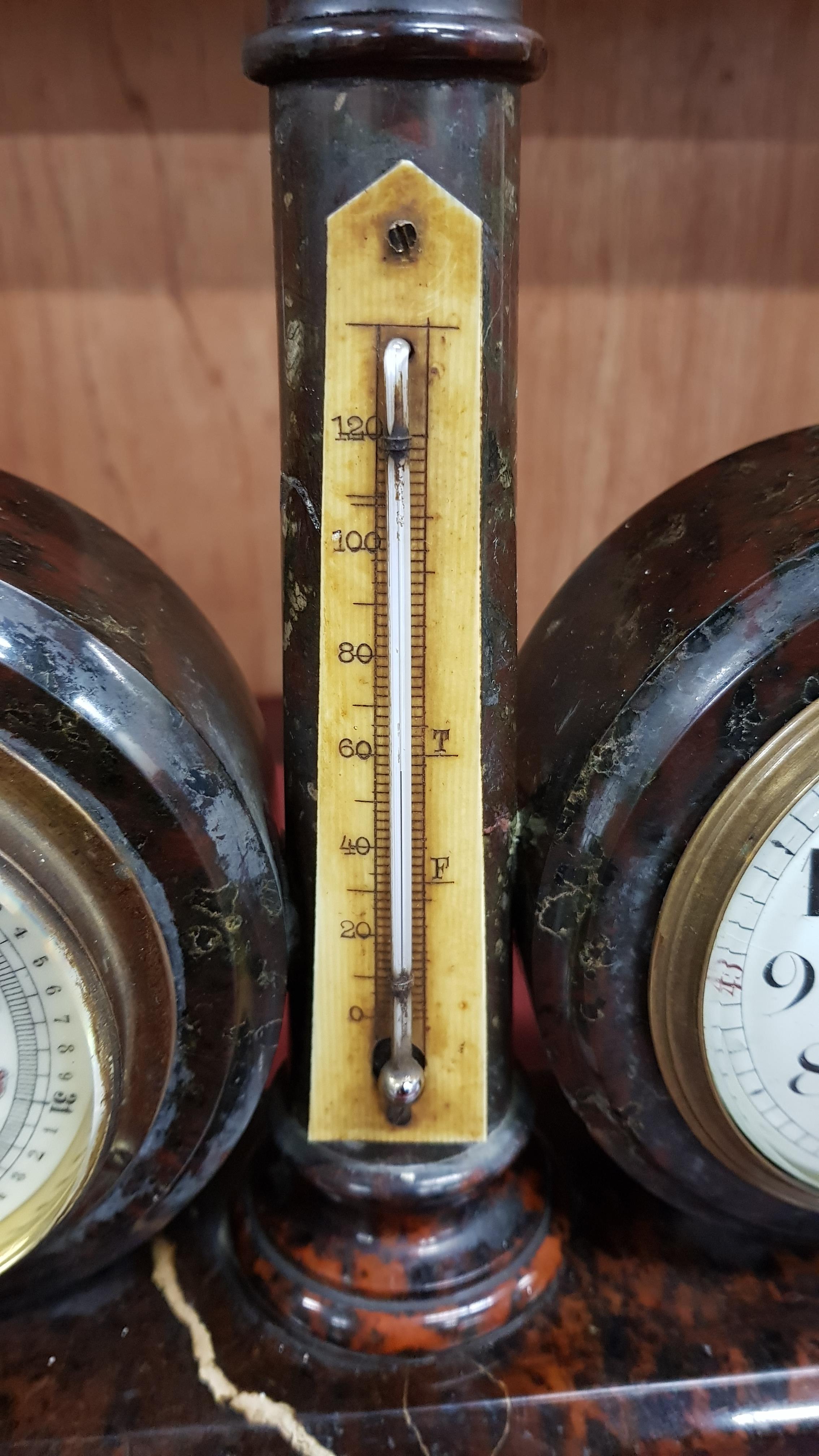 A MARBLE CLOCK BAROMETER & LIGHTHOUSE COMPASS CLOCK - Image 7 of 12