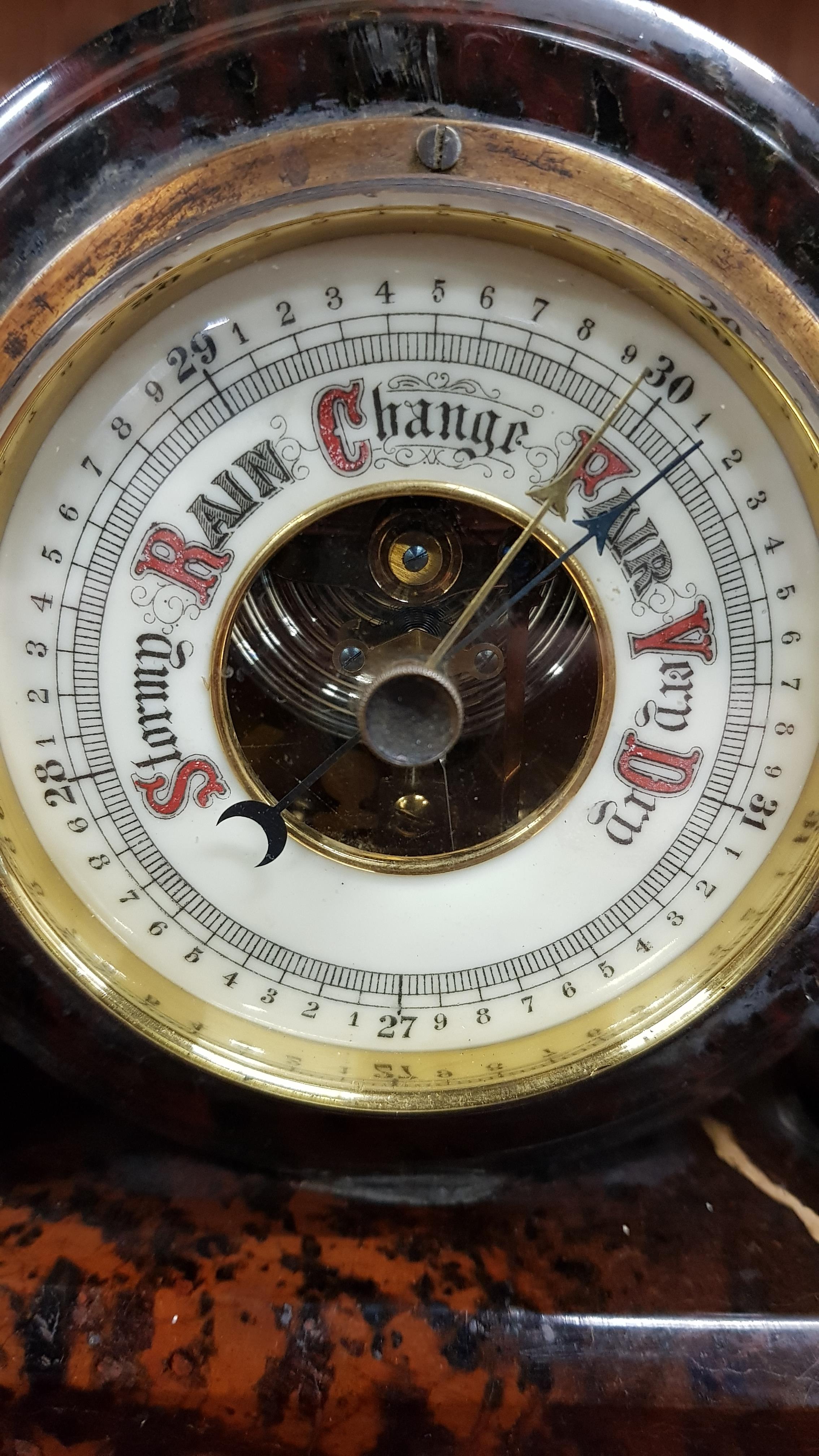 A MARBLE CLOCK BAROMETER & LIGHTHOUSE COMPASS CLOCK - Image 8 of 12