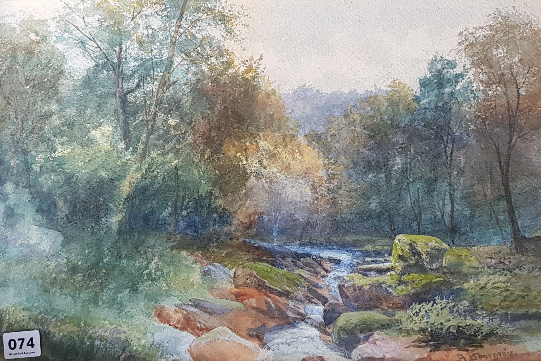 A BOURGEOIS - WATERCOLOUR - RIVER SCENE 18.5'X11.5'