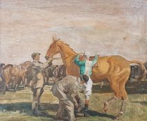 Marjorie May Macbeth-Raeburn - OIL ON CANVAS - MOUNTING UP 24'X20' - After Alfred Munnings