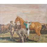 Marjorie May Macbeth-Raeburn - OIL ON CANVAS - MOUNTING UP 24'X20' - After Alfred Munnings