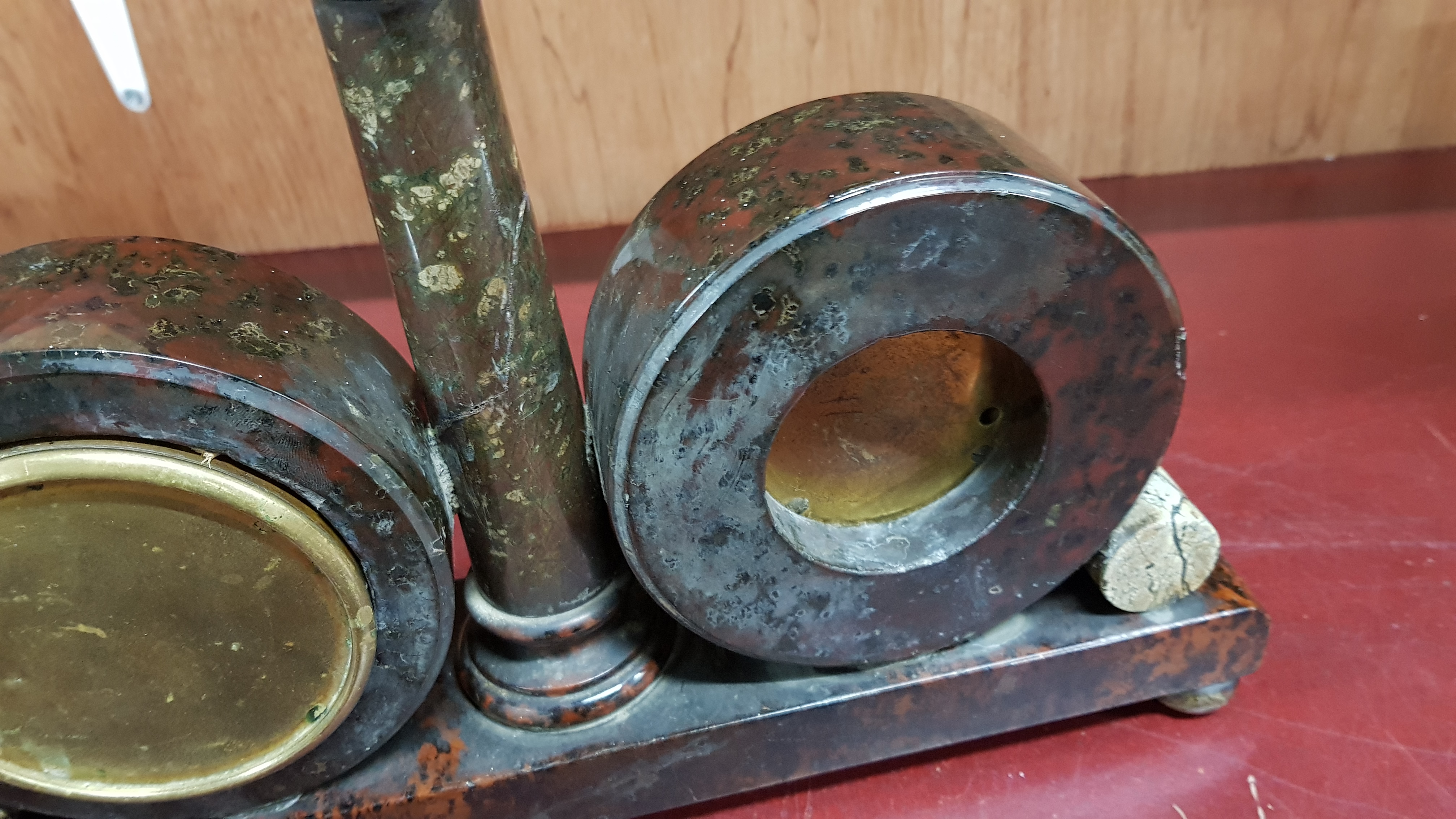 A MARBLE CLOCK BAROMETER & LIGHTHOUSE COMPASS CLOCK - Image 3 of 12