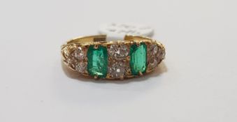 18 CARAT GOLD DIAMOND & EMERALD RING WITH HALF CARAT OF DIAMONDS AND 1 CARAT OF GOOD EMERALDS