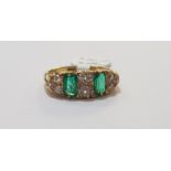 18 CARAT GOLD DIAMOND & EMERALD RING WITH HALF CARAT OF DIAMONDS AND 1 CARAT OF GOOD EMERALDS