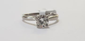 PLATINUM & DIAMOND SOLIATIRE RING WITH 0.75 CARAT DIAMOND - COLOUR I, CLARITY SI/2