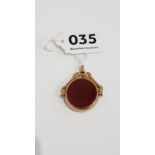 VICTORIAN 96 CARAT GOLD BLOODSTONE AND CORNELAIN FOB CIRCA 11.3 GRAMS