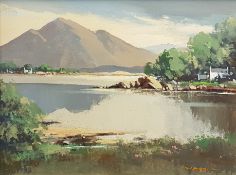 GEORGE K GILLESPIE - OIL ON CANVAS - MAYO MOUNTAINS , NEAR MUNLANNY , CO MAYO 16''X12''