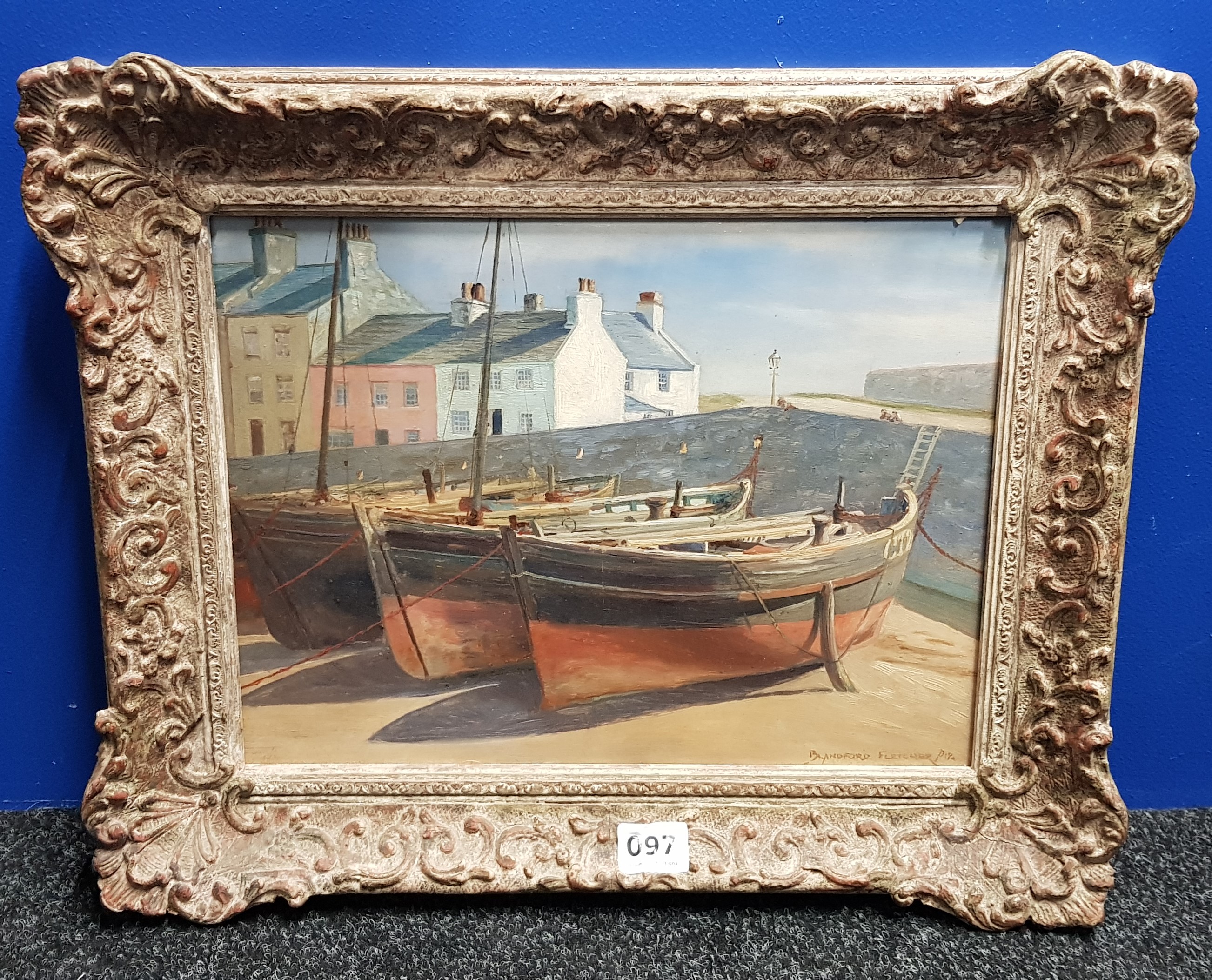 WILLIAM TEULON BLANDFORD FLETCHER - OIL - HARBOUR SCENE - Image 2 of 3