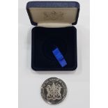 COMMEMORATIVE SILVER MEDAL BY CASTLEREAGH BOROUGH COUNCIL ON 2ND MAY 1992 BESTOWING FREEDOM OF THE