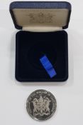 COMMEMORATIVE SILVER MEDAL BY CASTLEREAGH BOROUGH COUNCIL ON 2ND MAY 1992 BESTOWING FREEDOM OF THE