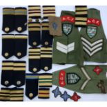 BOX OF MILITARY EPILETTES AND STRIPES