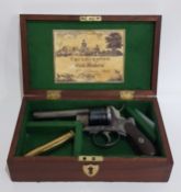 1866 CASED .38 RF DOUBLE ACTION POLICE REVOLVER WITH 5IN ROUND BARREL AND FINE BAG SHAPED GRIPS WITH