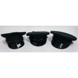 3 ROYAL ULSTER CONSTABULARY CAPS (1 WITH RAIN COVER)