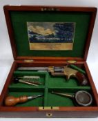1850 CASED .32 RF AMERICAN REVOLVER BY THE FAMOUS GUN MAKER ELI WHITNEY, CONNETICUT , USA. THE