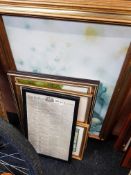 QUANTITY OF PRINTS AND NEWSLETTER FRAMED ITEM