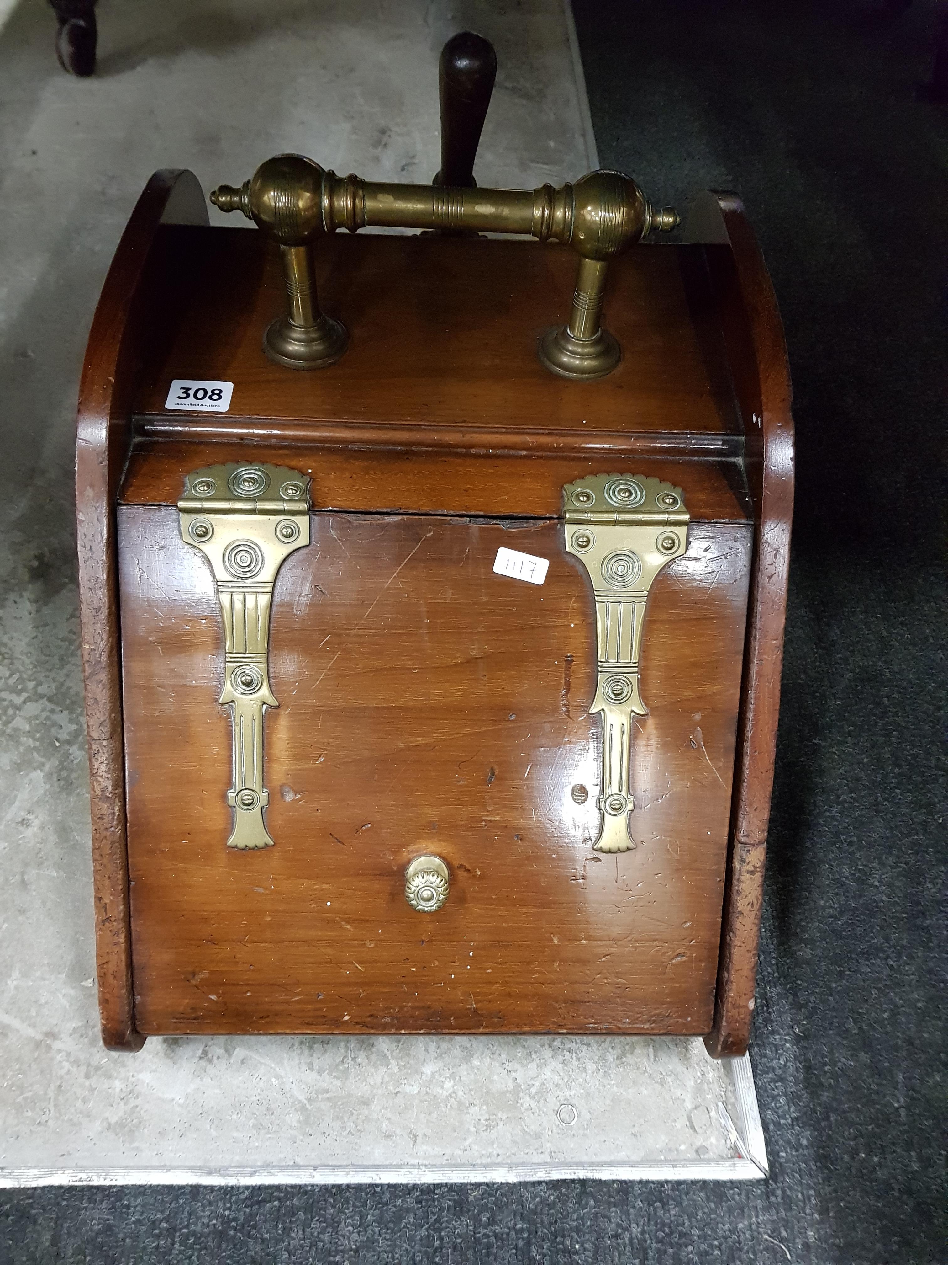 EDWARDIAN BRASS BOUND COAL SCUTTLE